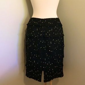 KAY UNGER Black Gold Polka Dot Skirt Tiered